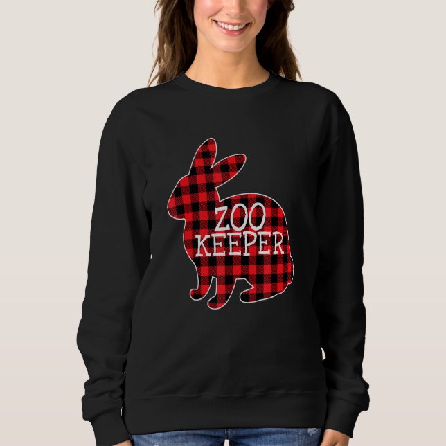 Sudadera Easter Day Red Plaid Bunny Gráfico Zoo Keeper Matc (Anverso)