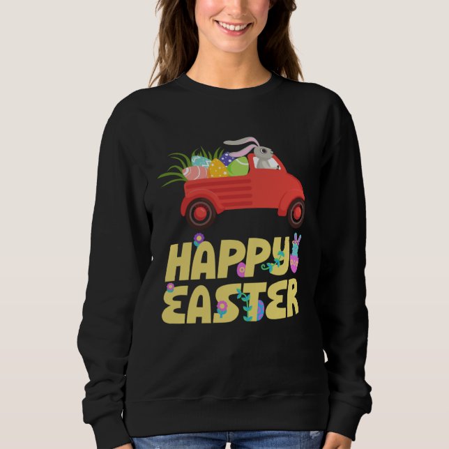 Sudadera Easter Gnome Truck Farm Truck Easter Eggs Happy Ea (Anverso)