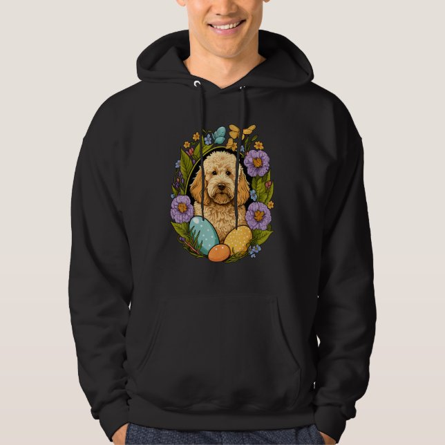 Sudadera Easter Golden Doodle Bunny Eggs Dog on Easter Gold (Anverso)
