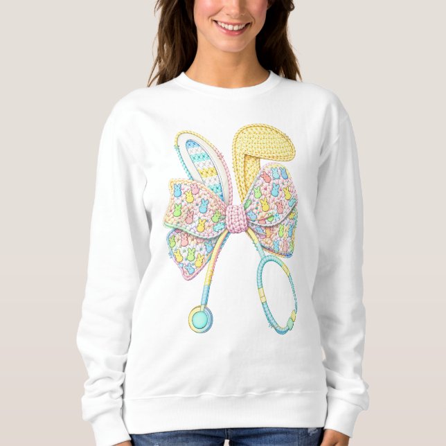Sudadera Easter Nurse Yarn Crochet Bunny Ears (Anverso)