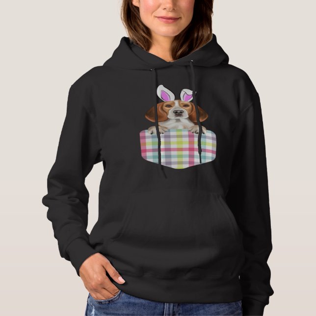 Sudadera Easter Plaid Beagle Bunny Dog In Pocket (Anverso)