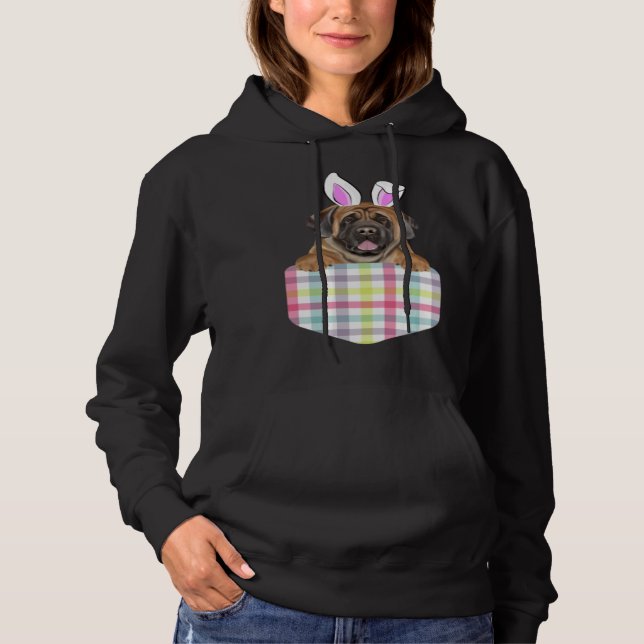 Sudadera Easter Plaid Mastiff Bunny Dog In Pocket (Anverso)