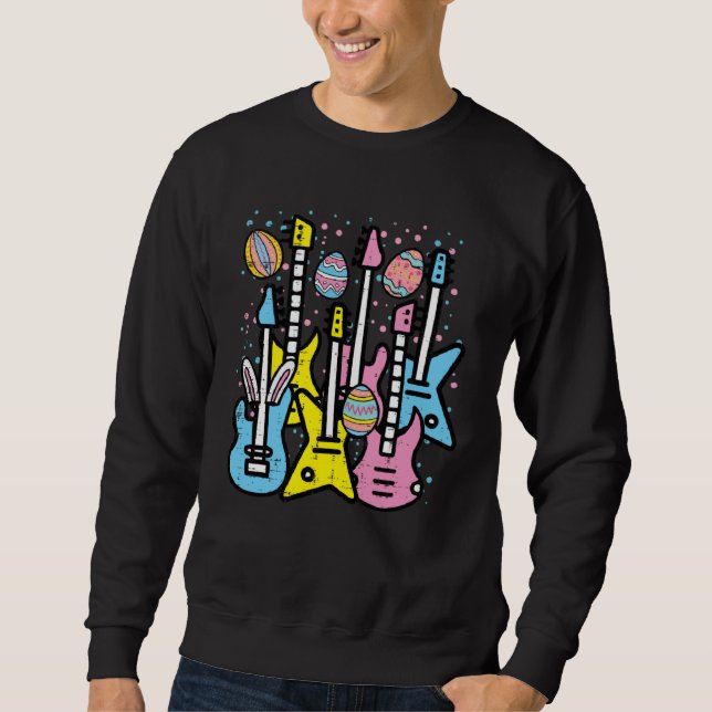 Sudadera Easter Rocker Guitars Rock Music Men Boys Kids Tee (Anverso)