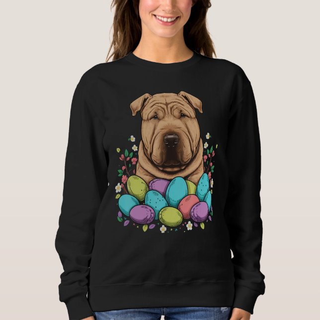 Sudadera Easter Shar Pei Bunny Eggs Dog on Easter Shar Pei (Anverso)