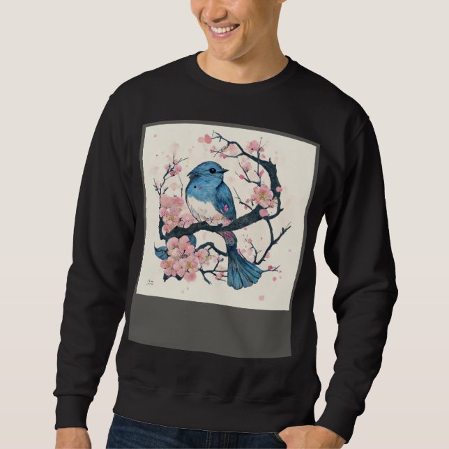 Sudadera Eastern Blue Bird and Sakura Blossom Branch (Anverso)