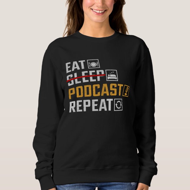 Sudadera Eat No Sleep Podcast Repeat  Podcaster Podcasting  (Anverso)