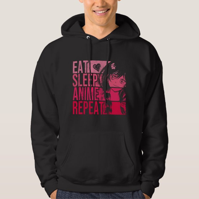 Sudadera Eat Sleep Anime Repeat - Anime Lovers Gifts Idea G (Anverso)