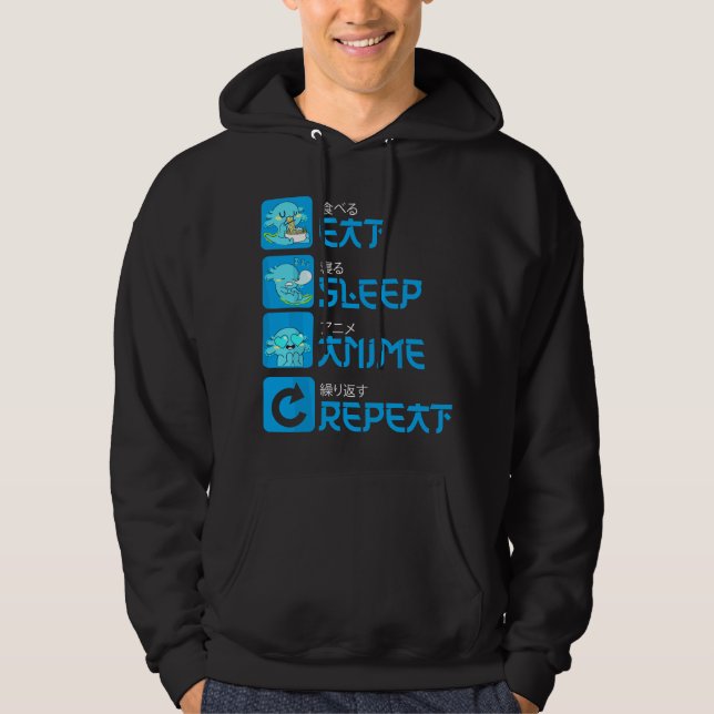 Sudadera Eat Sleep Anime Repeat Axolotl Kawaii Anime Manga  (Anverso)