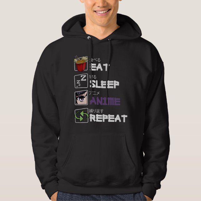 Sudadera Eat Sleep Anime Repeat Kawaii Otaku Manga Japan Fa (Anverso)