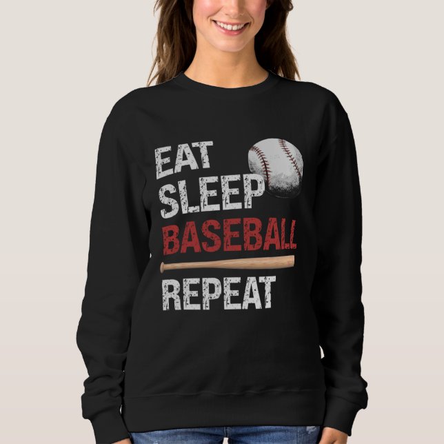 Sudadera Eat Sleep Baseball Repeat Baseball Player  Basebal (Anverso)