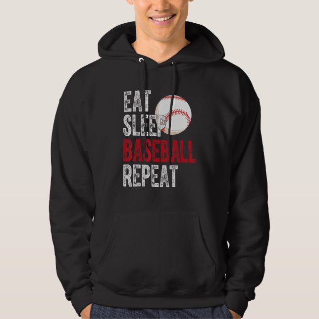 Sudadera Eat Sleep Baseball Repeat Baseball Player  Basebal (Anverso)