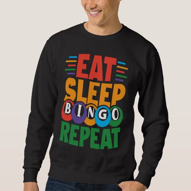 Sudadera Eat Sleep BINGO Repeat Lucky Bingo Gambling Bingo (Anverso)