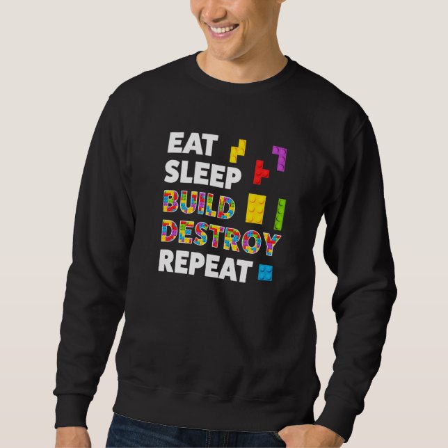 Sudadera Eat Sleep Build Destroy Repeat Briks Builder Boys (Anverso)