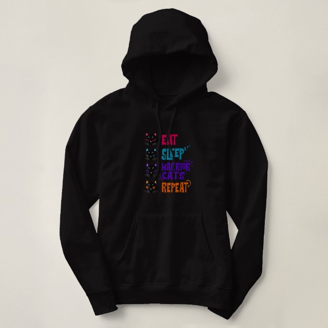 Sudadera Eat Sleep Cat Warrior Repeat Cat Lover  (Diseño del anverso)
