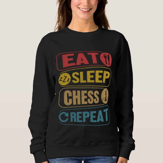 Sudadera Eat Sleep Chess  Sports Player Expert Coach Graphi (Anverso)