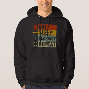 Sudadera Eat Sleep Clarinet Repeat Retro 60s 70s Funny Clar