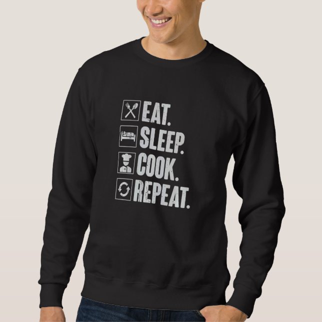 Sudadera Eat Sleep Cook Repeat  Retro Cook Cooking Chef (Anverso)