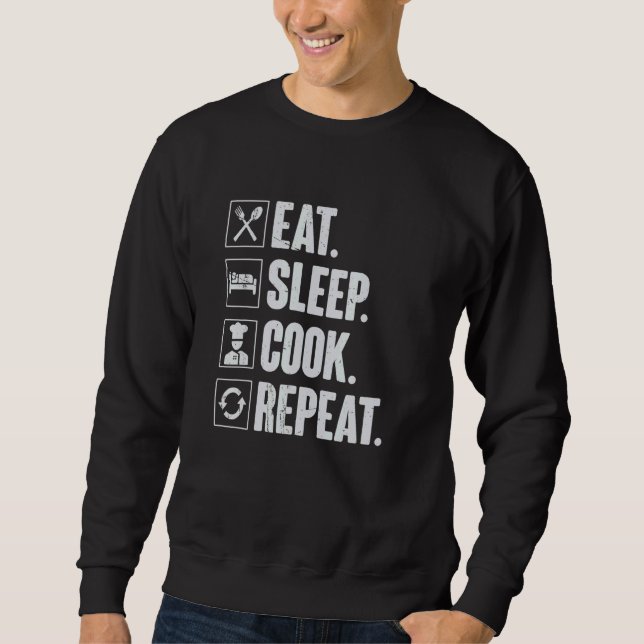 Sudadera Eat Sleep Cook Repeat   Retro Cook Cooking Chef (Anverso)