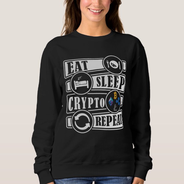 Sudadera Eat Sleep Crypto Repeat DeFI Investing Trading (Anverso)
