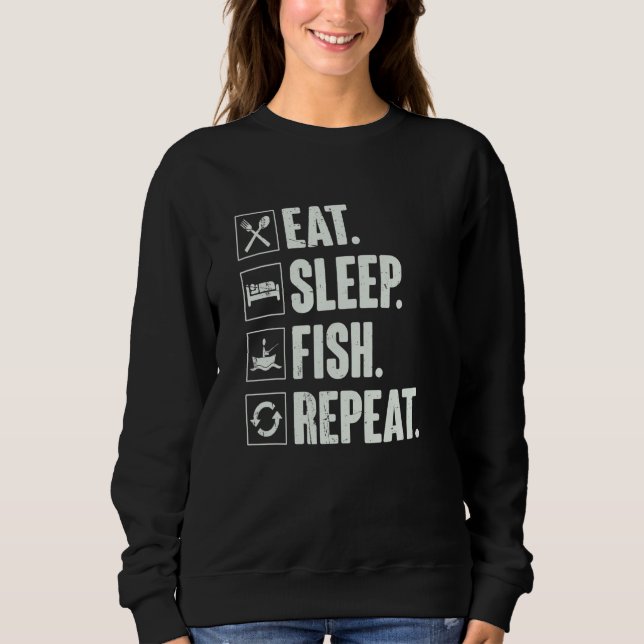 Sudadera Eat Sleep Fish Repeat     Fishing Fisherman Vintag (Anverso)