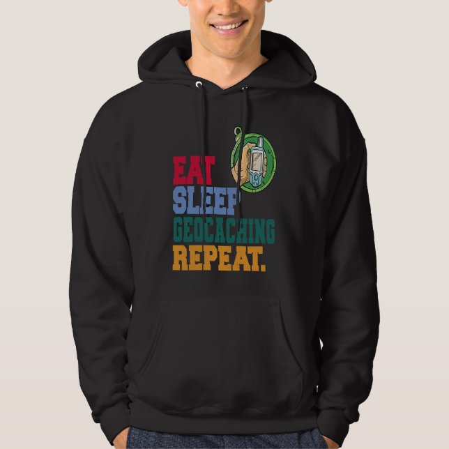 Sudadera Eat Sleep Geocaching Repeat Geocache Geocacher (Anverso)