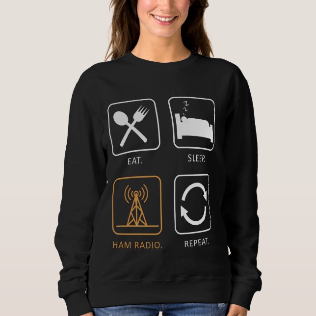 Sudadera Eat Sleep Ham Radio Repeat - Ham Radio Antena (Anverso)