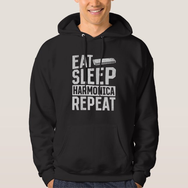 Sudadera Eat Sleep Harmonica Repeat  Harmonica (Anverso)
