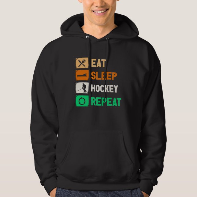 Sudadera Eat Sleep Hockey Repeat Hockey Funny Ice Hockey ki (Anverso)