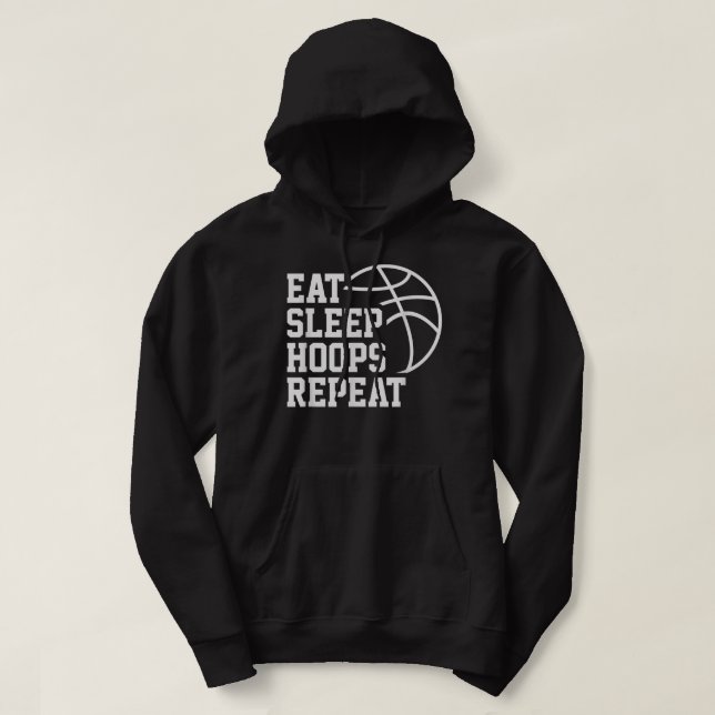 Sudadera Eat Sleep Hoops Repeat Funny Saying Quote Basketba (Diseño del anverso)