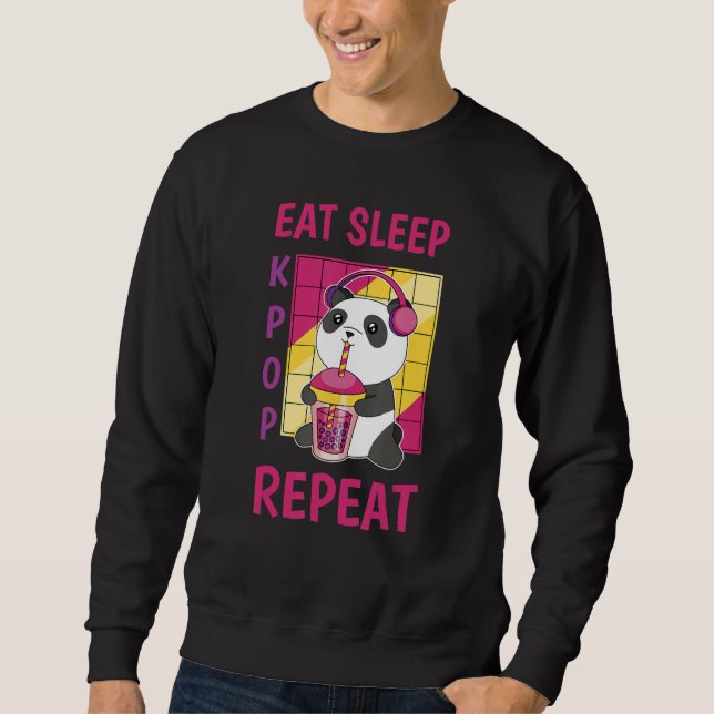 Sudadera Eat Sleep Kpop Repeat Korean Heart Love K Pop Blac (Anverso)