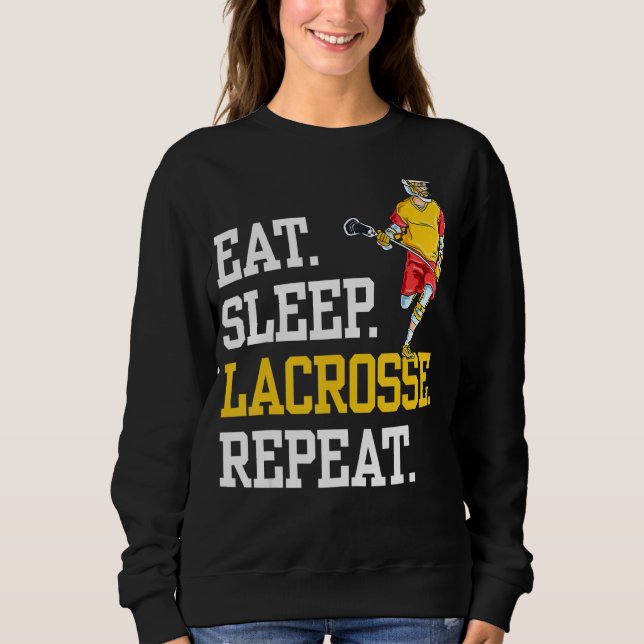 Sudadera Eat Sleep Lacrosse Repeat Sports Team (Anverso)