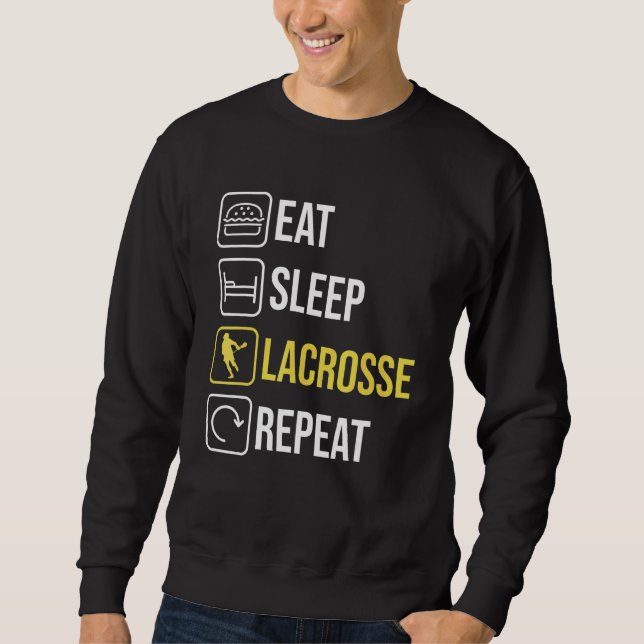 Sudadera Eat Sleep Lacrosse Repetir Mujeres Hombres Muchach (Anverso)