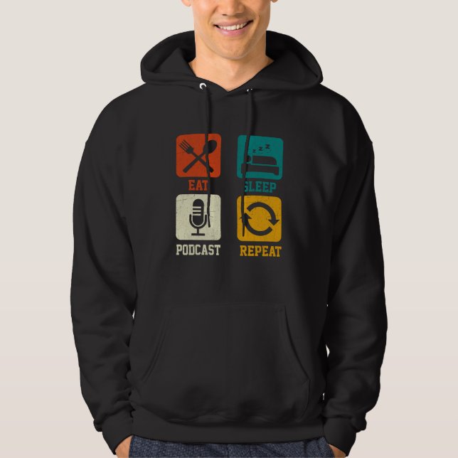 Sudadera Eat Sleep Podcast Repeat  Podcaster Podcasting Str (Anverso)