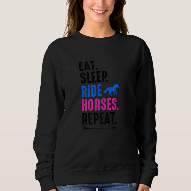 Sudadera Eat Sleep Ride Horses Repeat Equestrian Farmer Hor (Anverso)