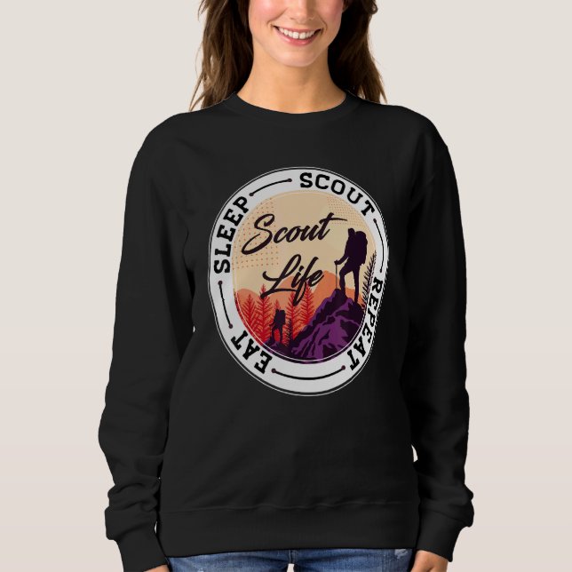 Sudadera Eat Sleep Scout Repeat  Best Scout Life Hiking Sco (Anverso)