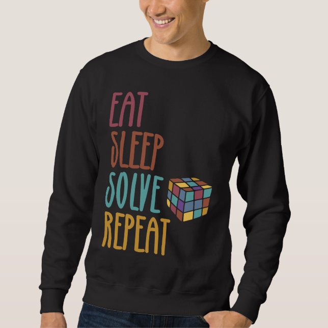 Sudadera Eat Sleep Solve Repeat  Solve Cube Puzzle Fun  3 (Anverso)