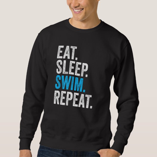Sudadera Eat Sleep Swim Repeat Vintage Swimming Swimmer   (Anverso)