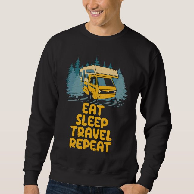 Sudadera Eat Sleep Travel Repeat  Traveler Humor Travel (Anverso)