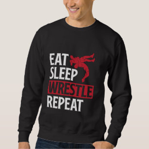 Sudadera Eat Sleep Wrestle Repetir la divertida lucha de lu