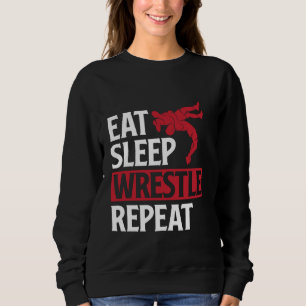 Sudadera Eat Sleep Wrestle Repetir la divertida lucha de lu