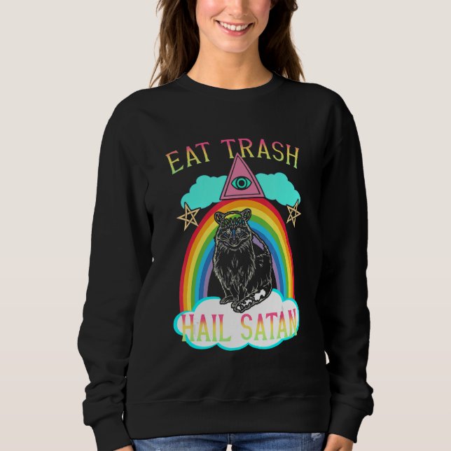 Sudadera Eat Trash Hail Satan Raccoon Satanic (Anverso)