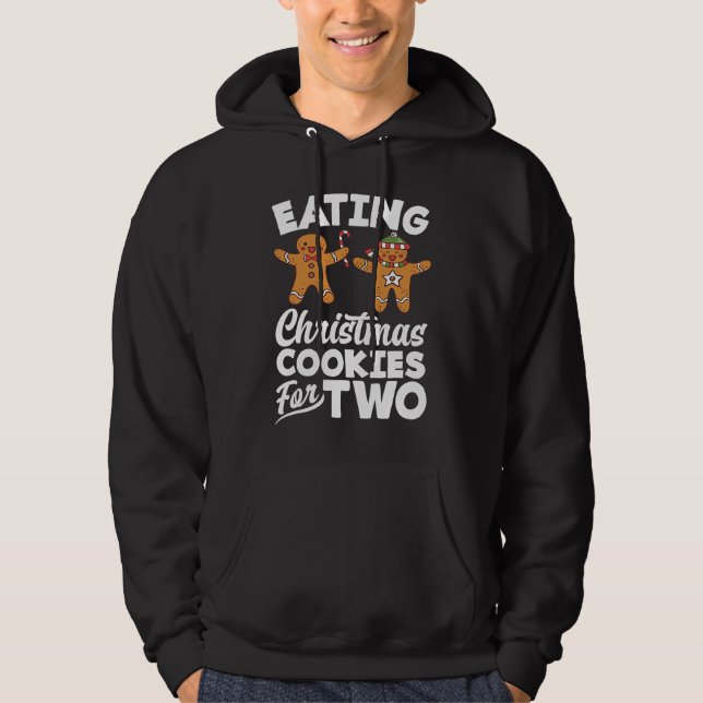 Sudadera Eating Christmas Cookies for Two Pregnancy Announc (Anverso)