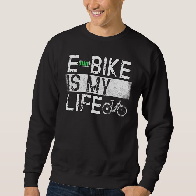 Sudadera Ebike Ciclismo Retro E Bicicleta Batería Bicicleta (Anverso)