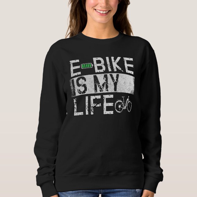 Sudadera Ebike Ciclismo Retro E Bicicleta Batería Bicicleta (Anverso)