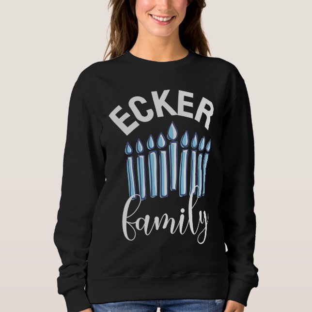 Sudadera Ecker Family Hanukkah Jewish Menorah Group Matchin (Anverso)