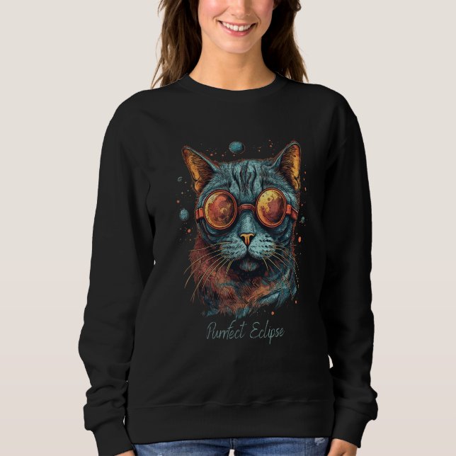 Sudadera Eclipse 2024 Design Purrfect Eclipse Cat (Anverso)