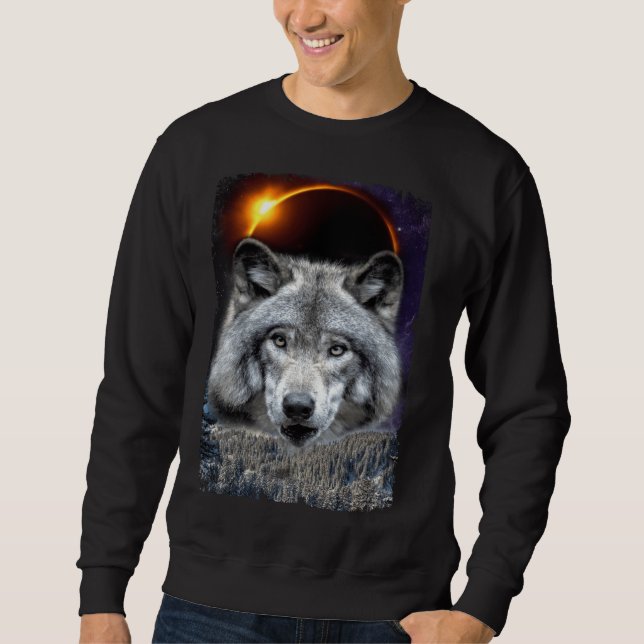 Sudadera Eclipse de luna de sol de galaxia de lobo de invie (Anverso)