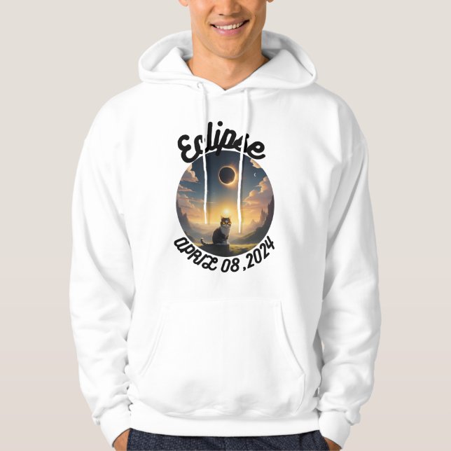 Sudadera Eclipse solar, 2024 gato con eclips solares Glasse (Anverso)