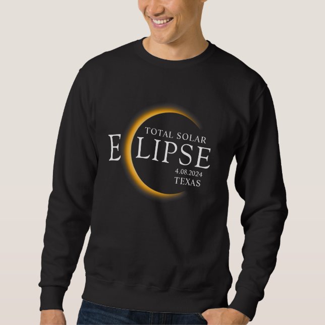 Sudadera Eclipse solar total de 2024 Texas Black & Gold mod (Anverso)