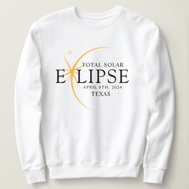 Sudadera Eclipse solar total de 2024 Texas Black & Gold mod (Anverso del diseño)